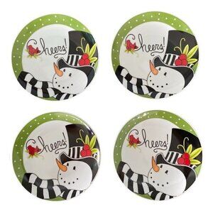 2015 Fitz and Floyd Frosty's Frolic 6" Snowman Dessert/Snack Plates - Set of 4